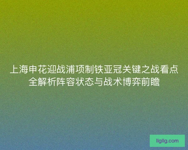 上海申花迎战浦项制铁亚冠关键之战看点全解析阵容状态与战术博弈前瞻 上海申花迎战浦项制铁亚冠关键之战看点全解析阵容状态与战术博弈前瞻